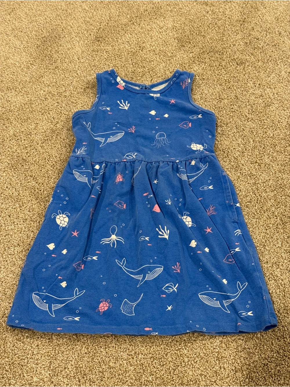 Rumi + Ryder Girls Blue Ocean-Print Sleeveless Kids Dress